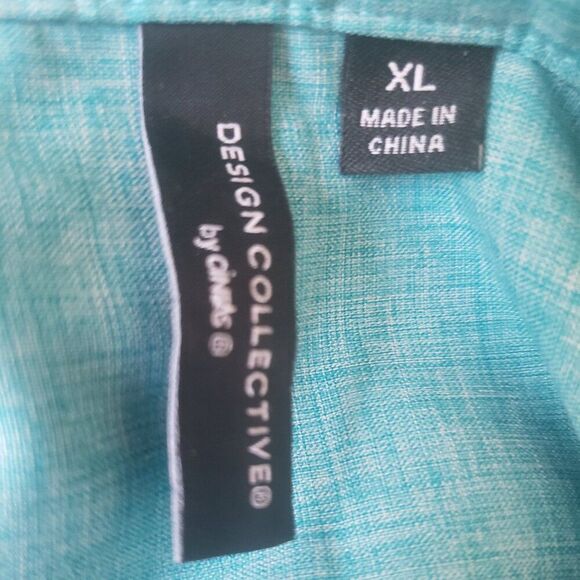 Design Collective by Cintas Men's Teal Button Down Short Sleeve Shirt w/Pocket - Picture 3 of 3